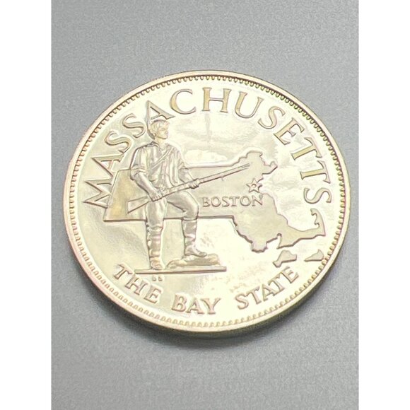Franklin Mint State of Union Sterling Silver Massachusetts Commemorative Coin - Picture 1 of 2
